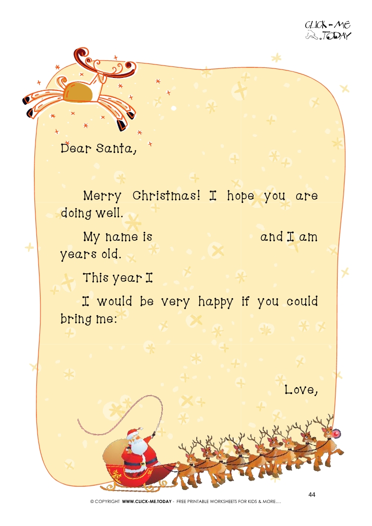 Ready paper with text for letter to Santa Claus template 44